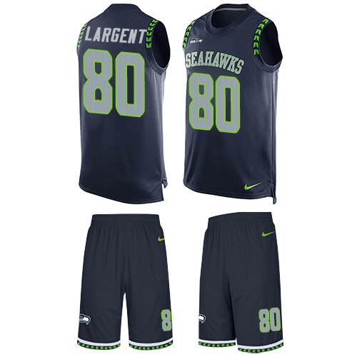 Nike Seahawks #80 Steve Largent Steel Blue Team Color Men's Stitched NFL Limited Tank Top Suit Jersey